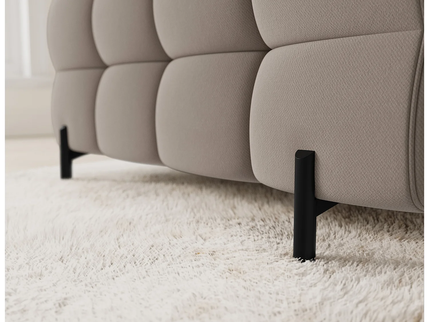 Grand canapé en U en tissu KARBON – Avec fonction lit et coffre-Taupe-Méridienne A droite