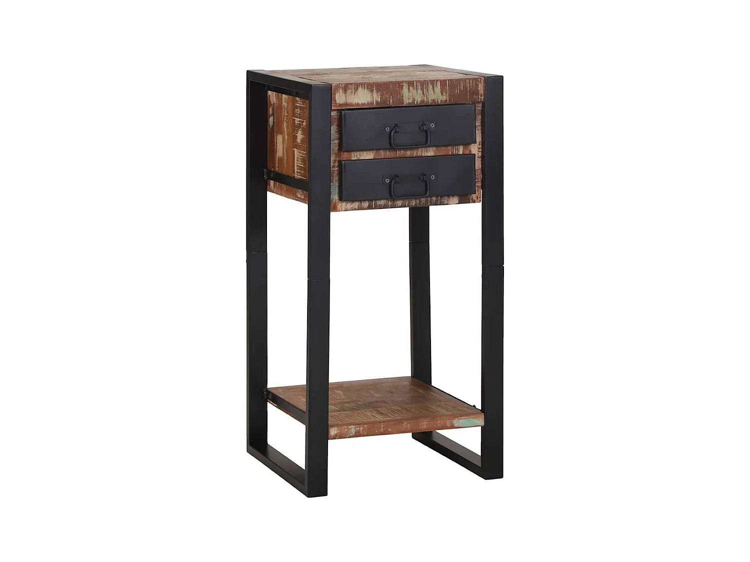 Table d'appoint avec tiroir Multicolore Bois récupéré massif