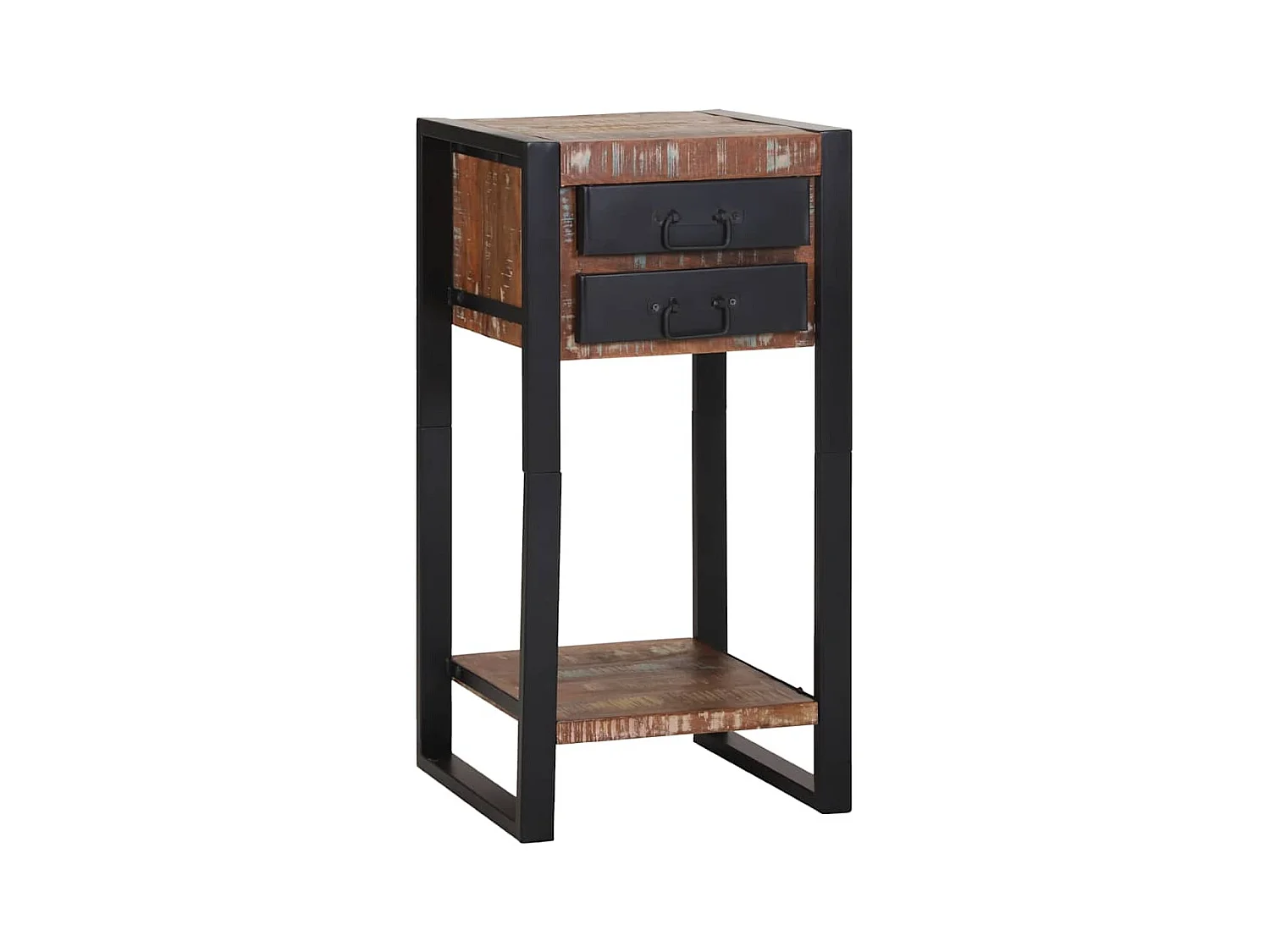 Table d'appoint avec tiroir Multicolore Bois récupéré massif