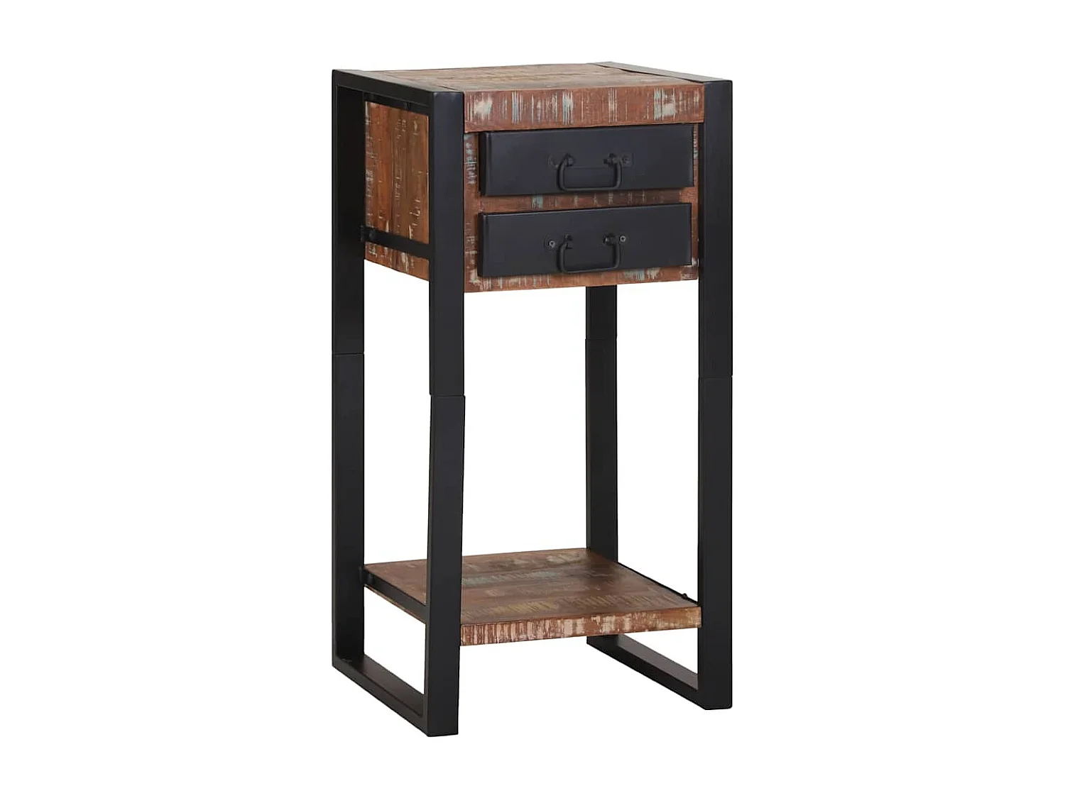 Table d'appoint avec tiroir Multicolore Bois récupéré massif