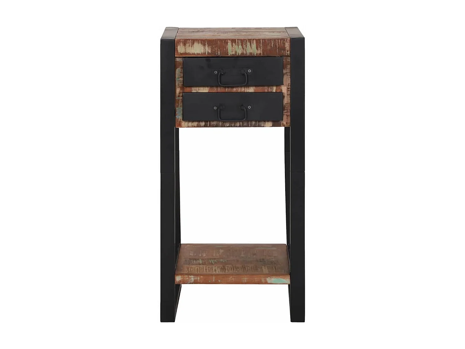 Table d'appoint avec tiroir Multicolore Bois récupéré massif