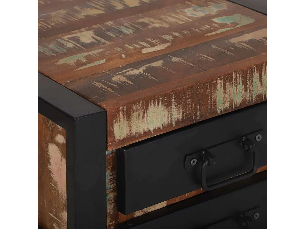 Table d'appoint avec tiroir Multicolore Bois récupéré massif