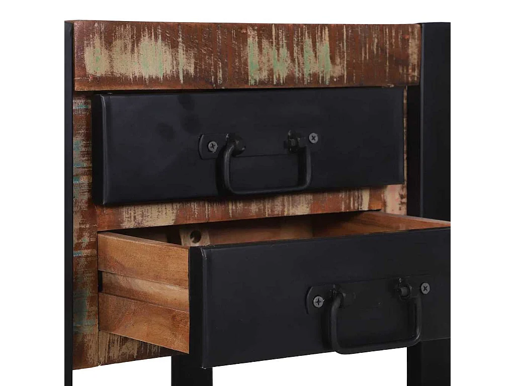 Table d'appoint avec tiroir Multicolore Bois récupéré massif