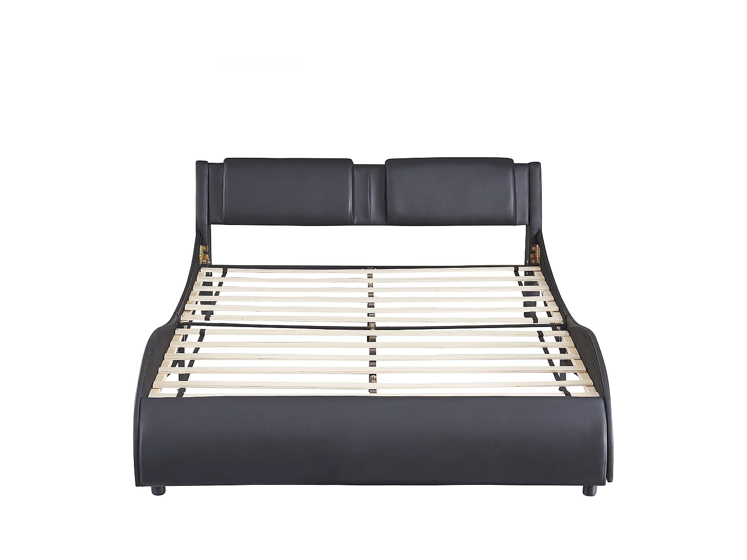 Lit rembourré 140x200 cm en simili cuir, LED intégrées, sommier inclus, cadre solide, couleur noir