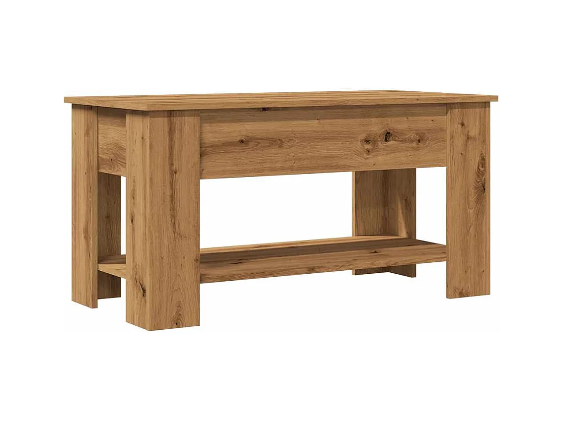 Table basse chêne artisanal 101x49x52 cm bois d'ingénierie