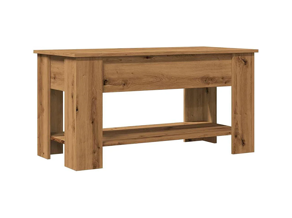 Table basse chêne artisanal 101x49x52 cm bois d'ingénierie