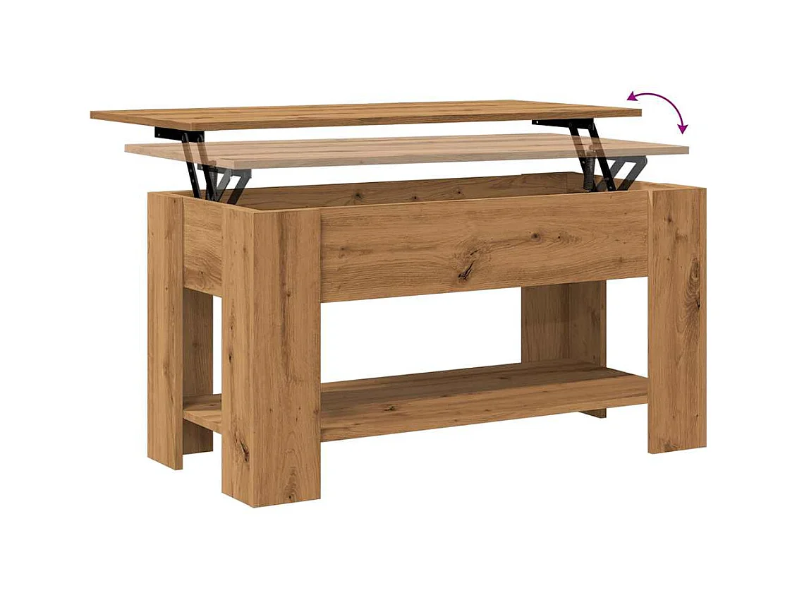 Table basse chêne artisanal 101x49x52 cm bois d'ingénierie