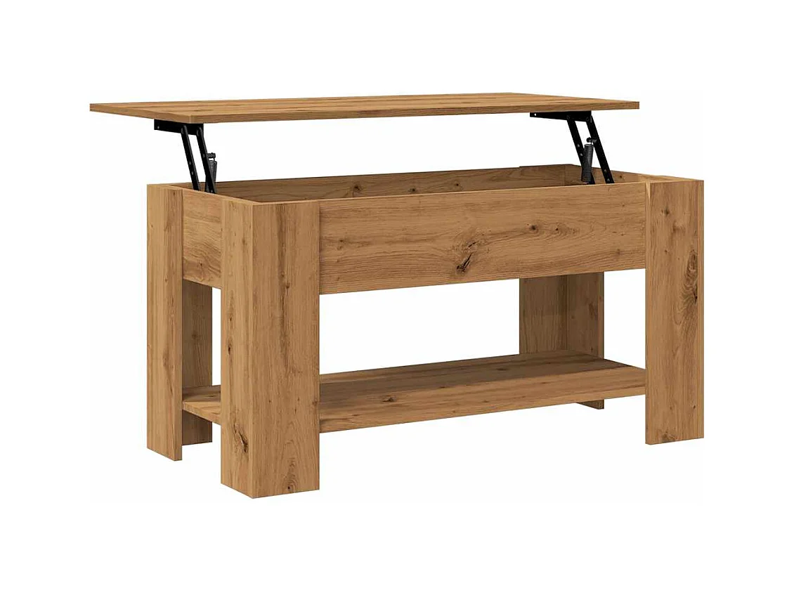 Table basse chêne artisanal 101x49x52 cm bois d'ingénierie