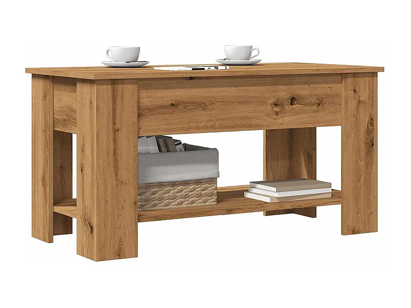 Mesa de centro em carvalho artesanal 101x49x52 cm