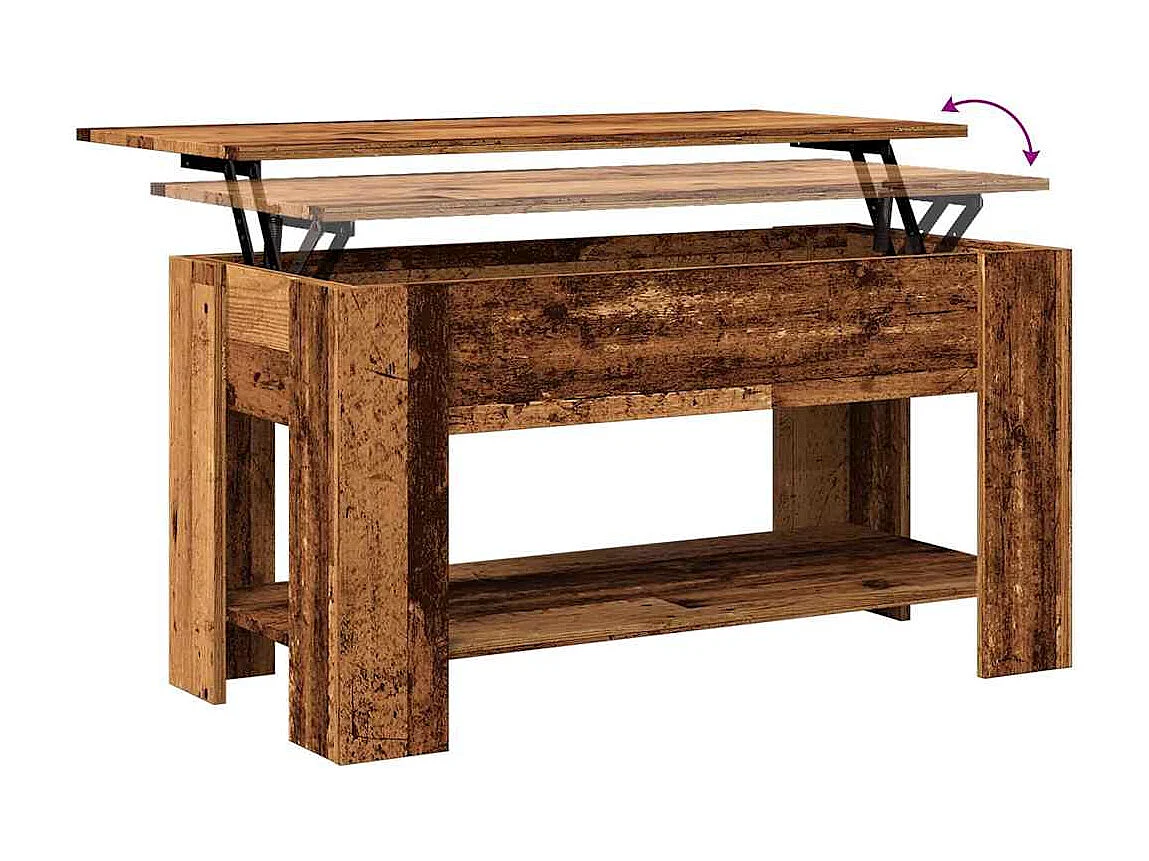 Salontafel 101x49x52 cm bewerkt hout oud houtkleurig
