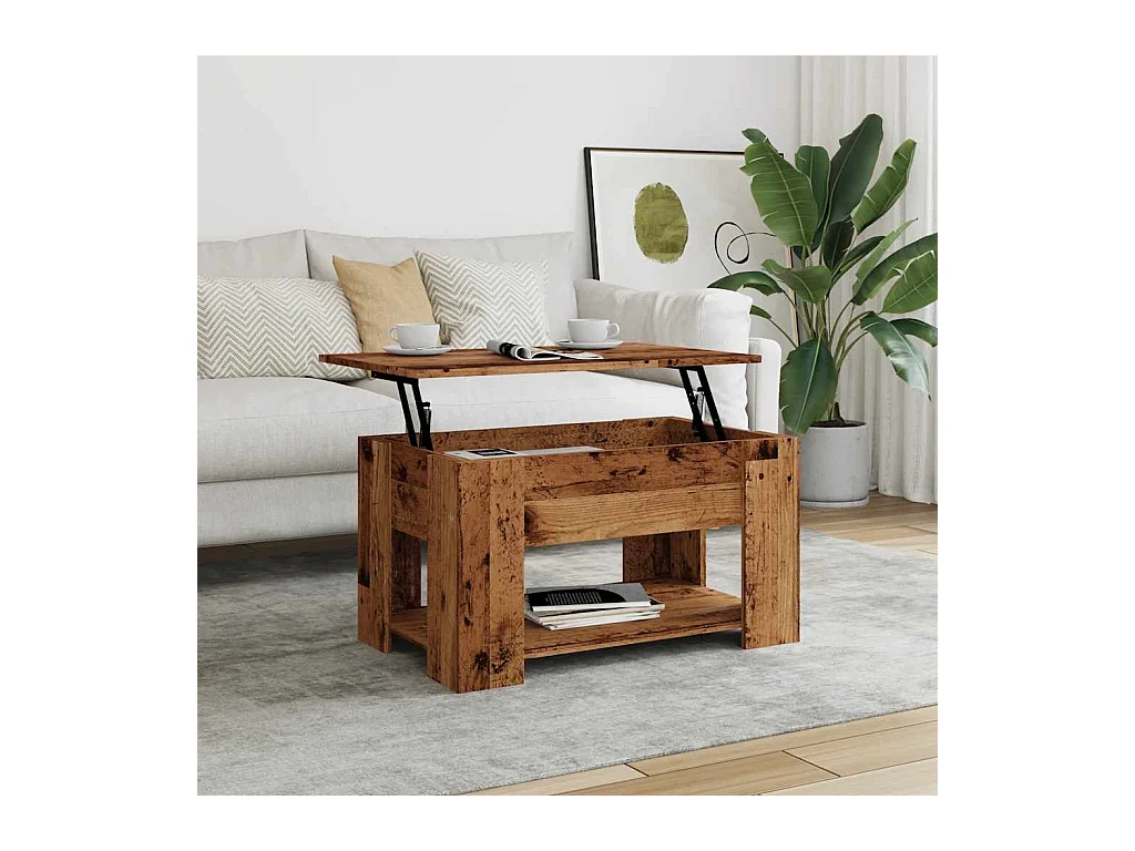 Mesa de centro madera de ingeniería madera antigua 79x49x41 cm