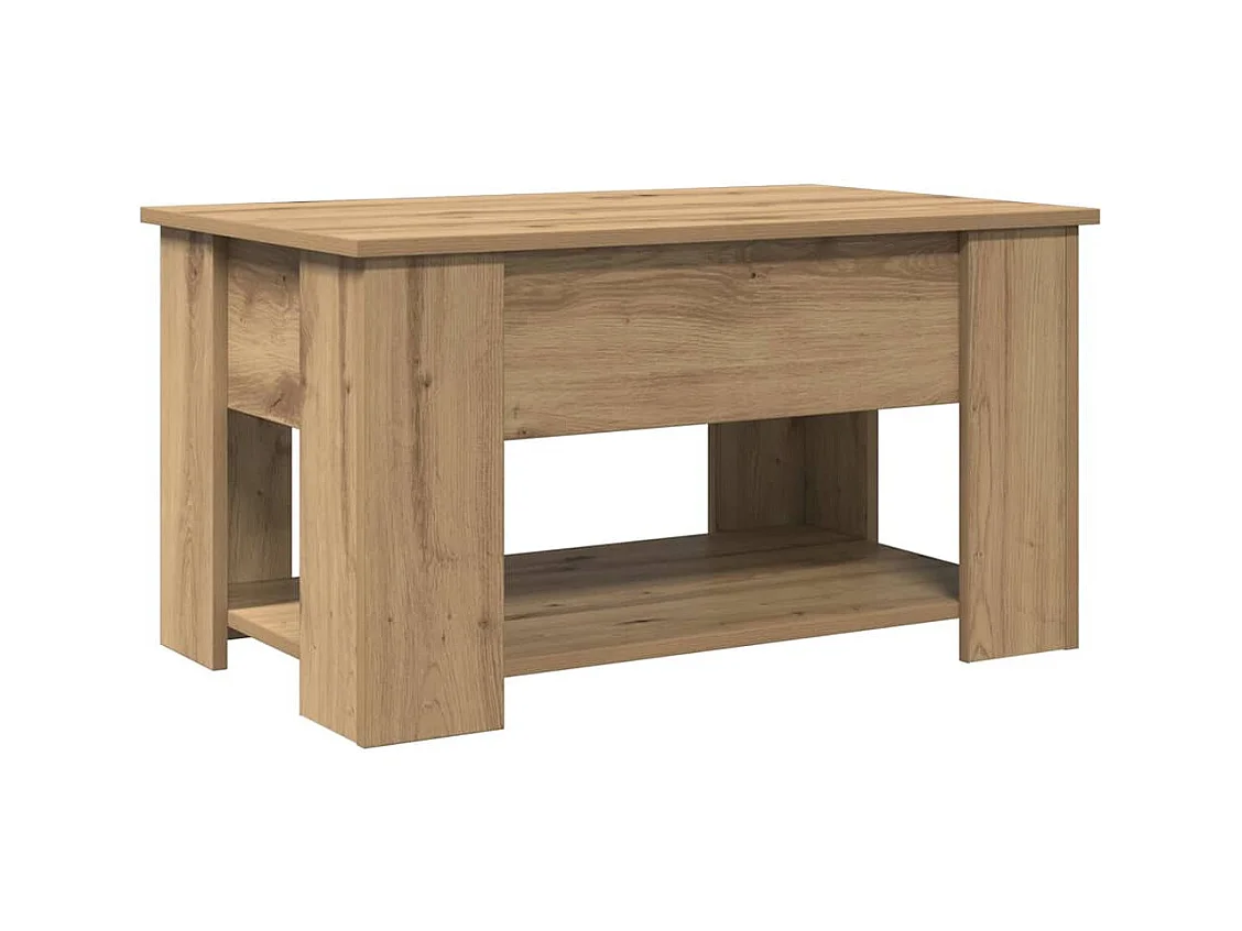 Table basse chêne artisanal 79x49x41 cm bois d'ingénierie