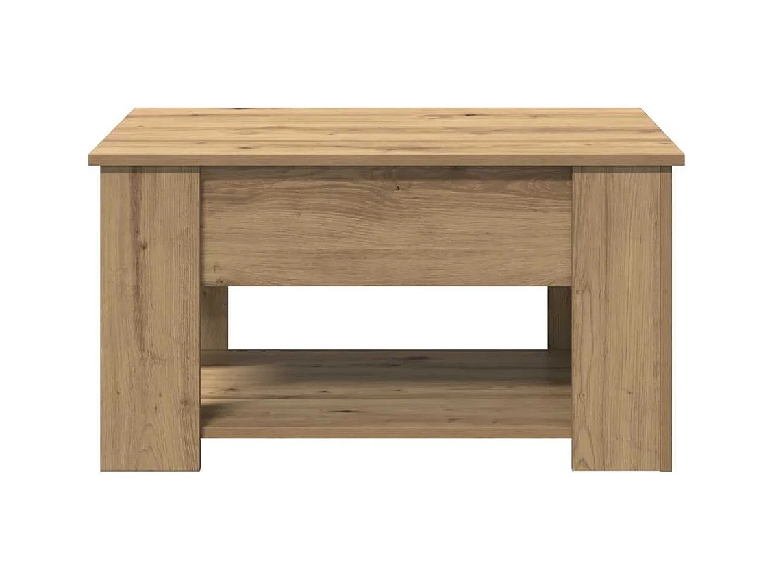 Table basse chêne artisanal 79x49x41 cm bois d'ingénierie