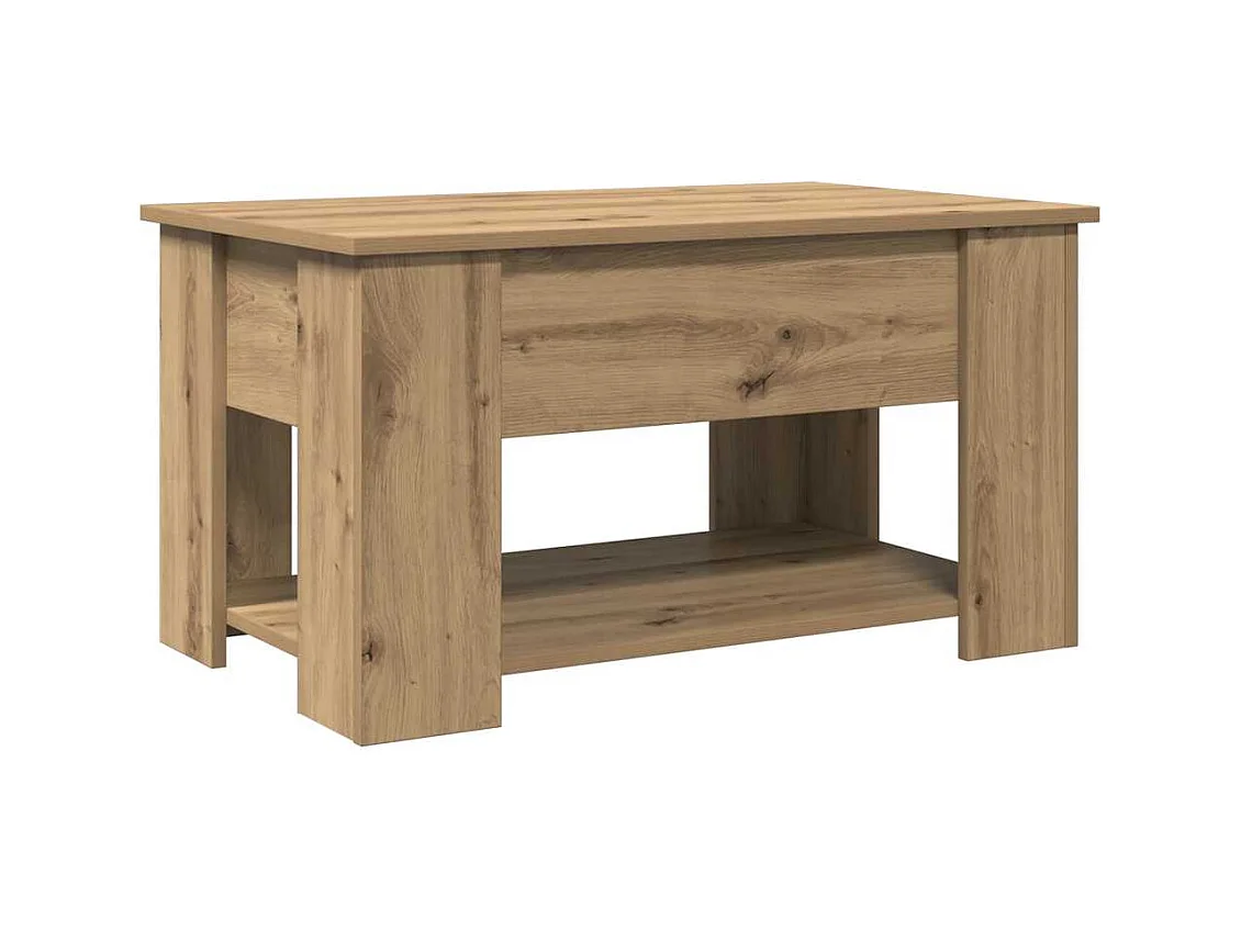 Table basse chêne artisanal 79x49x41 cm bois d'ingénierie