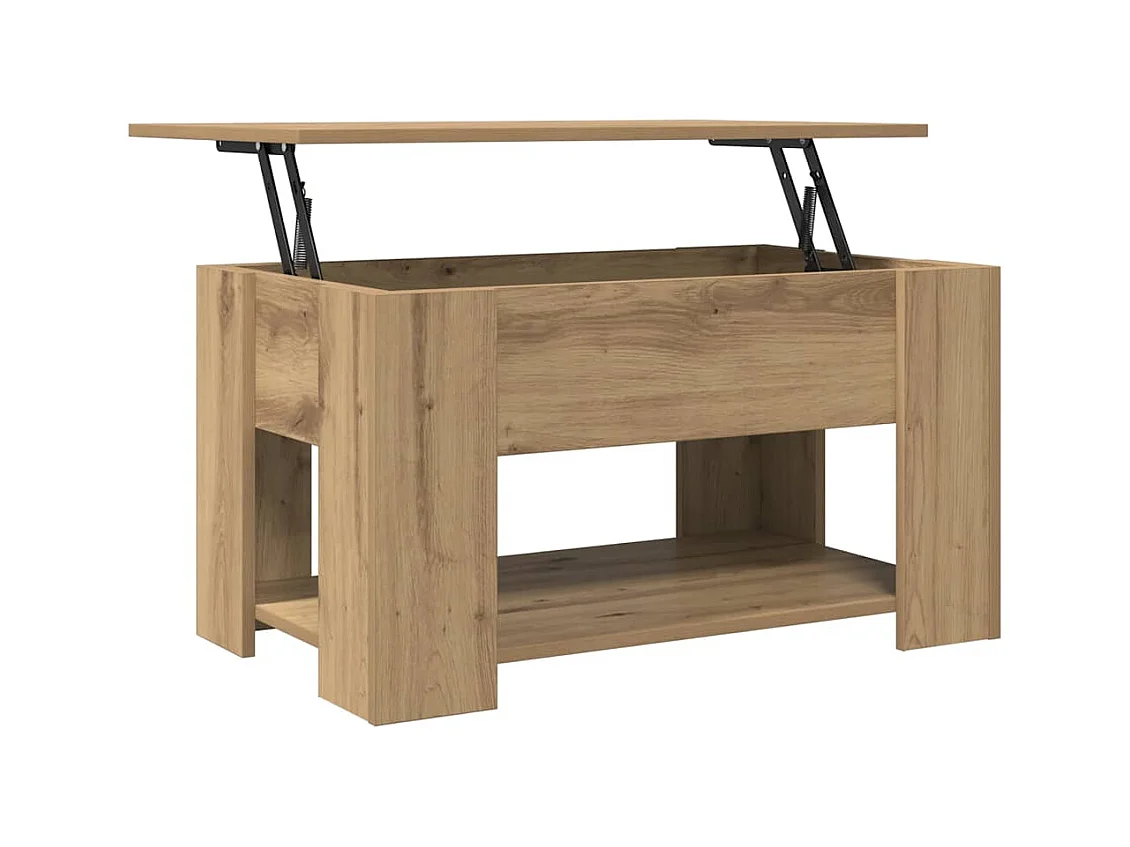 Table basse chêne artisanal 79x49x41 cm bois d'ingénierie