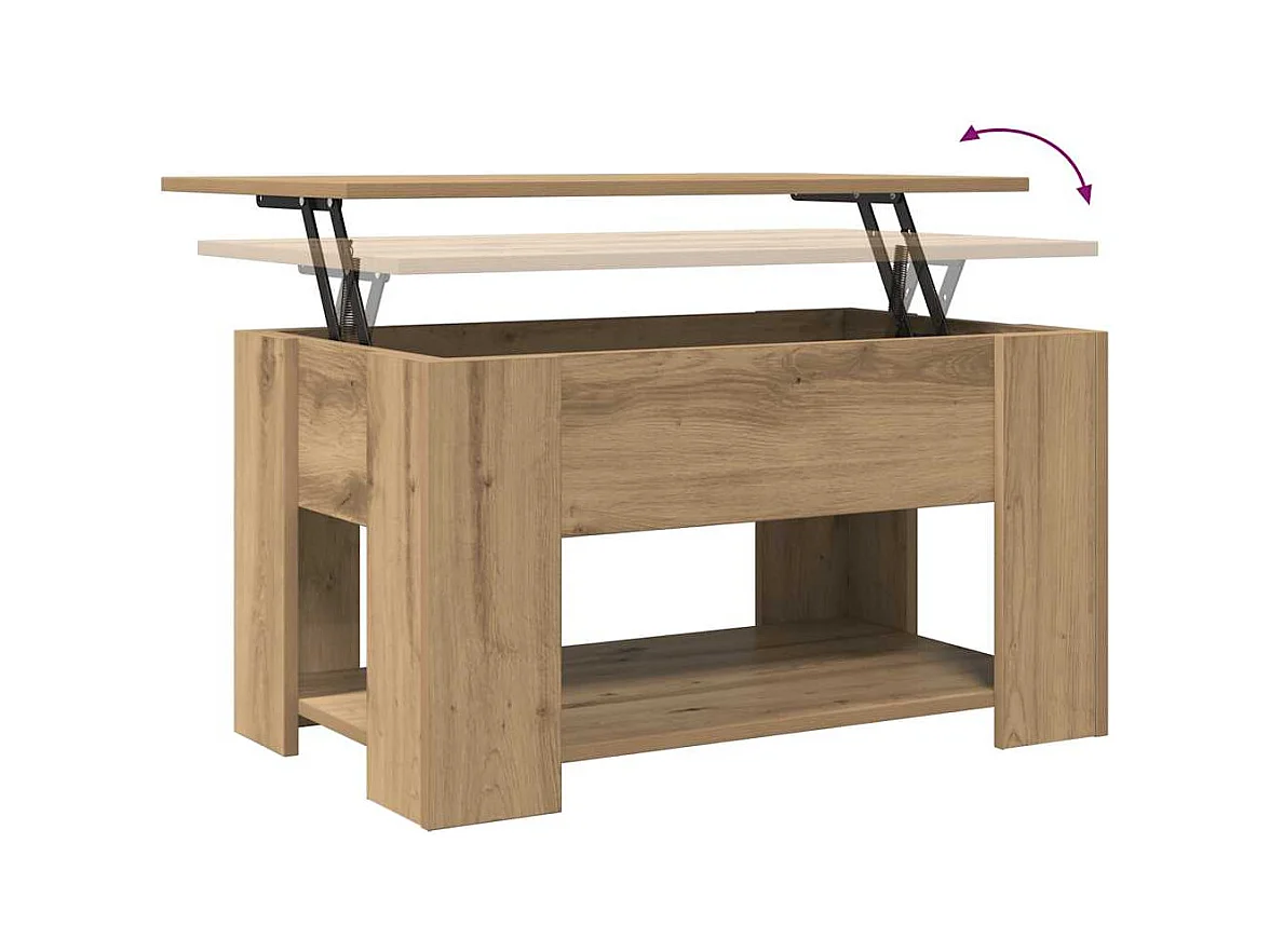 Table basse chêne artisanal 79x49x41 cm bois d'ingénierie