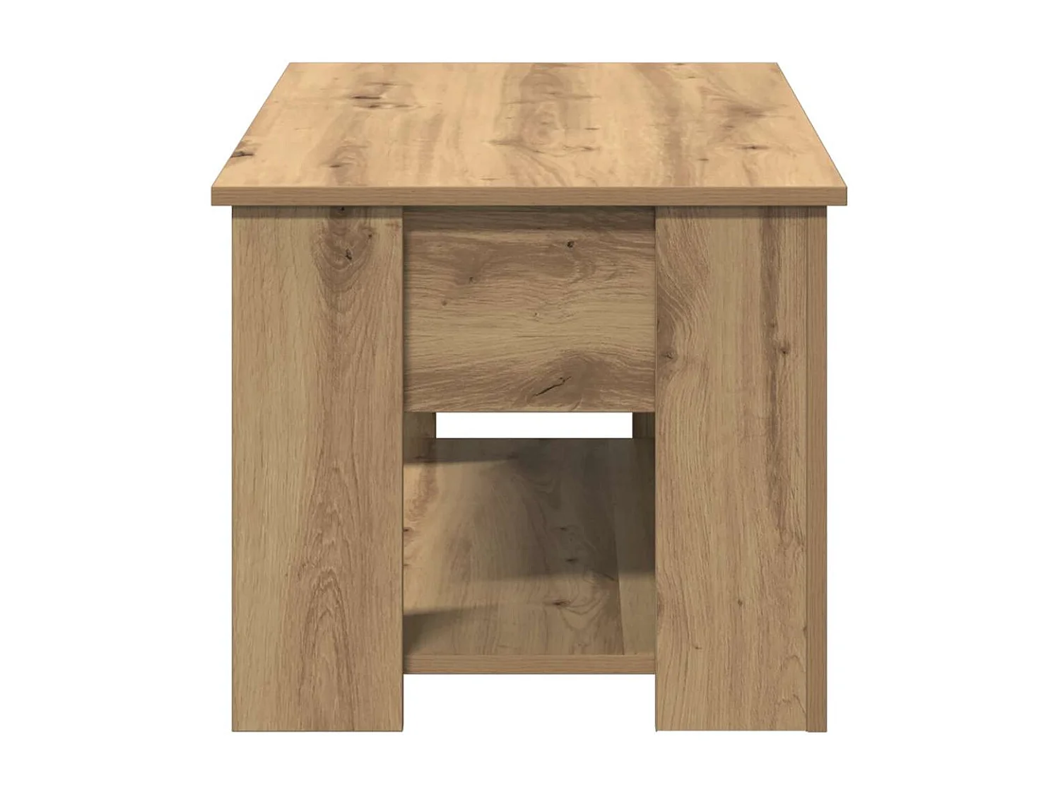 Table basse chêne artisanal 79x49x41 cm bois d'ingénierie