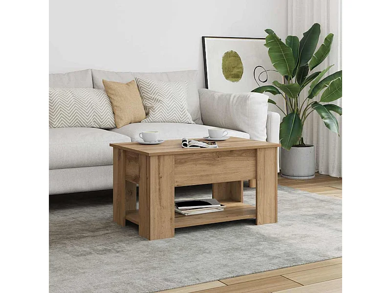 Mesa centro 79x49x41 cm derivados madeira carvalho artisiano