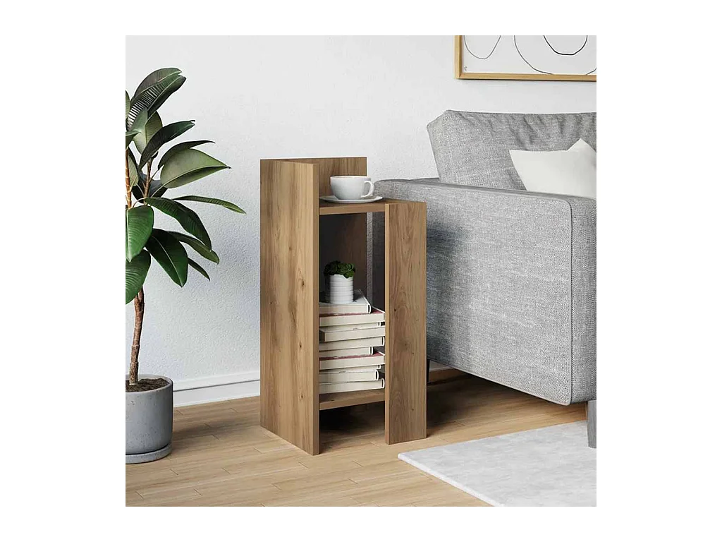 Table d'appoint avec étagère chêne artisanal 25,5x27x60 cm
