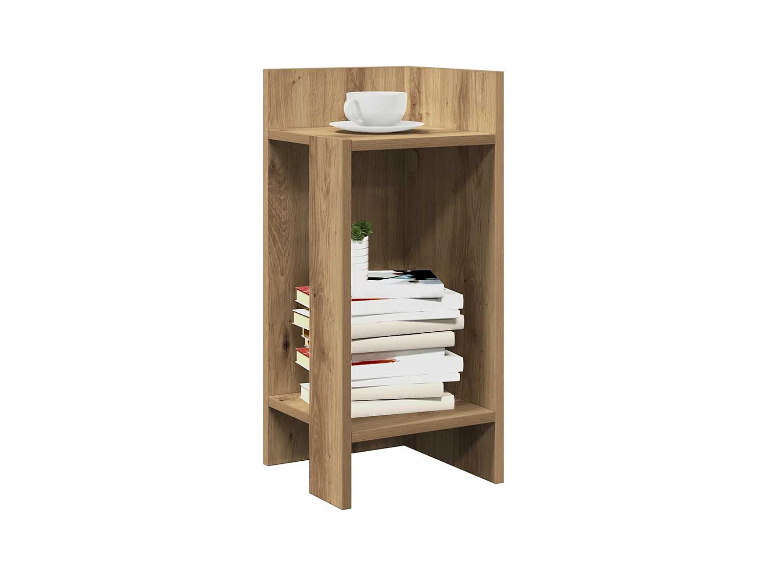 Table d'appoint avec étagère chêne artisanal 25,5x27x60 cm