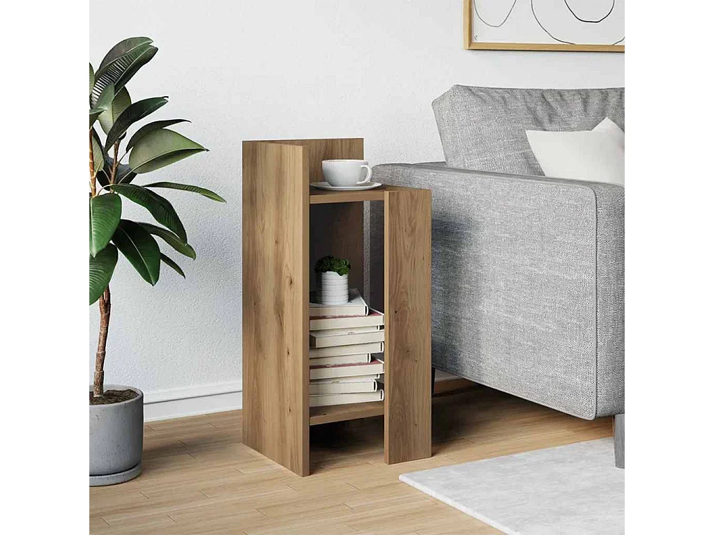 Mesa auxiliar con estante roble artisan 25,5x27x60 cm