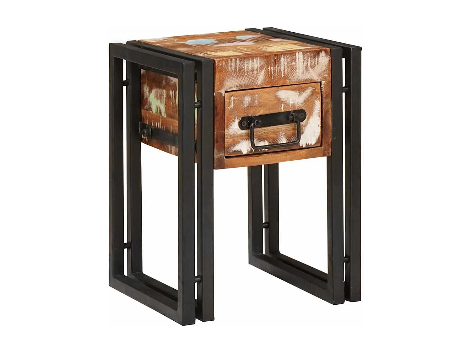 Table d'appoint 30 x 30 x 40 cm Bois recyclé massif et métal