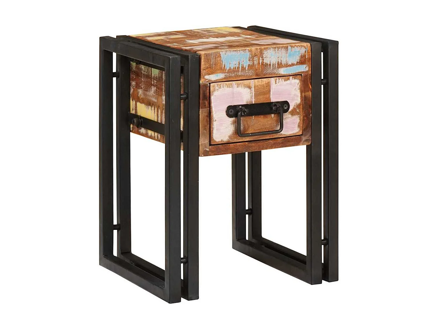 Table d'appoint 30 x 30 x 40 cm Bois recyclé massif et métal