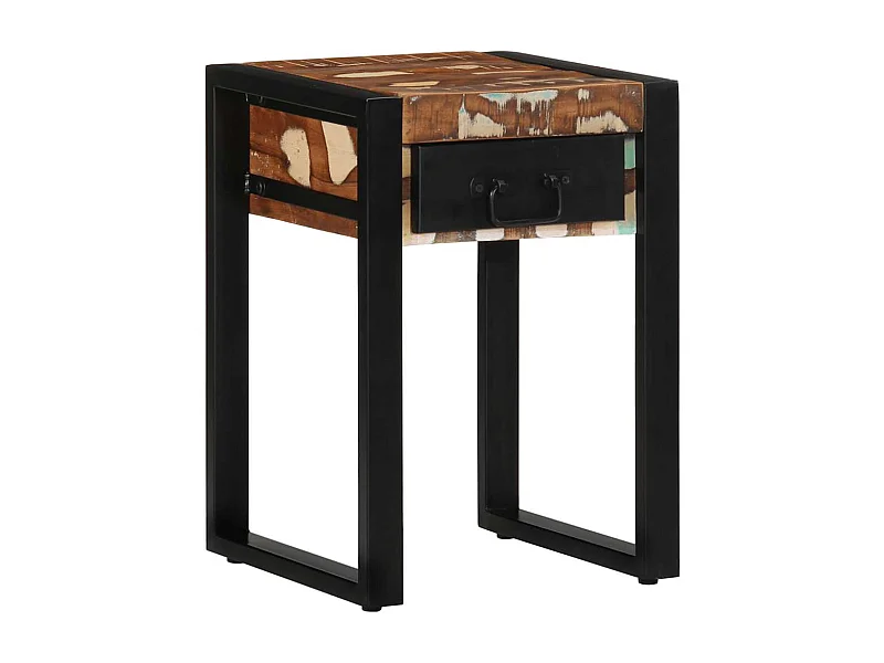 Table d'appoint multicolore 35x35x50cm bois massif récupération