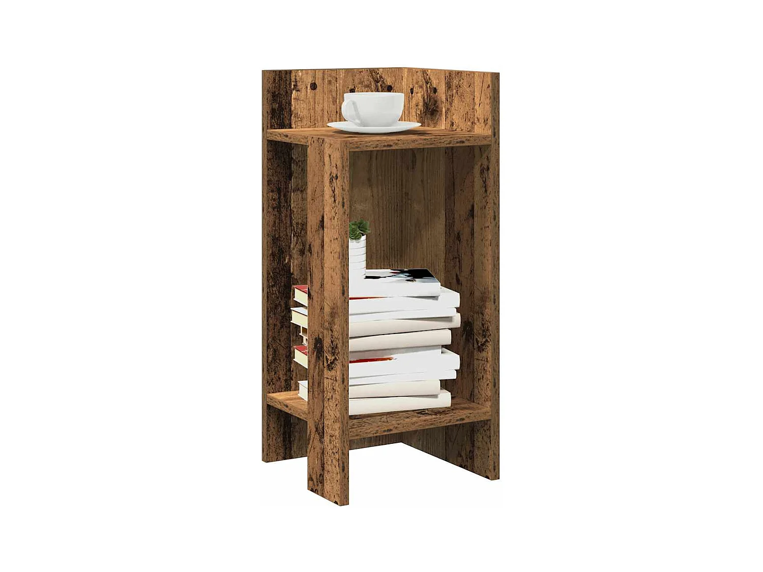 Table d'appoint avec étagère vieux bois 25,5x27x60 cm