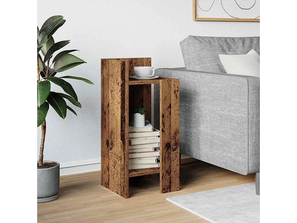 Mesa auxiliar con estante envejecida 25,5x27x60 cm