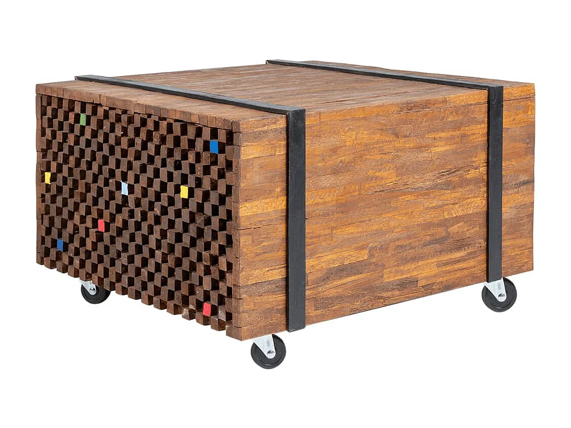 Mesa auxiliar de madera de teca 60x60x38 cm