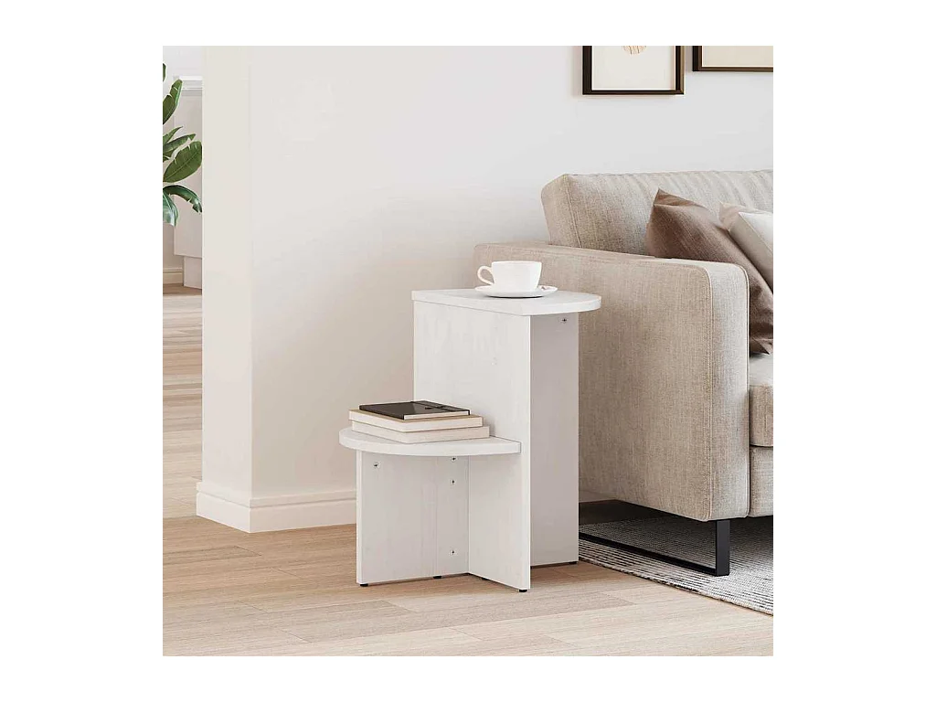 Table d'appoint Blanc 50 x 40 x 50 cm Bois massif en pin