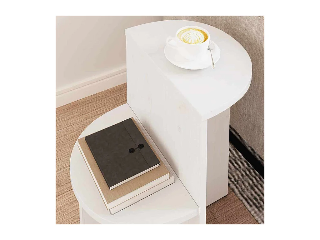 Table d'appoint Blanc 50 x 40 x 50 cm Bois massif en pin