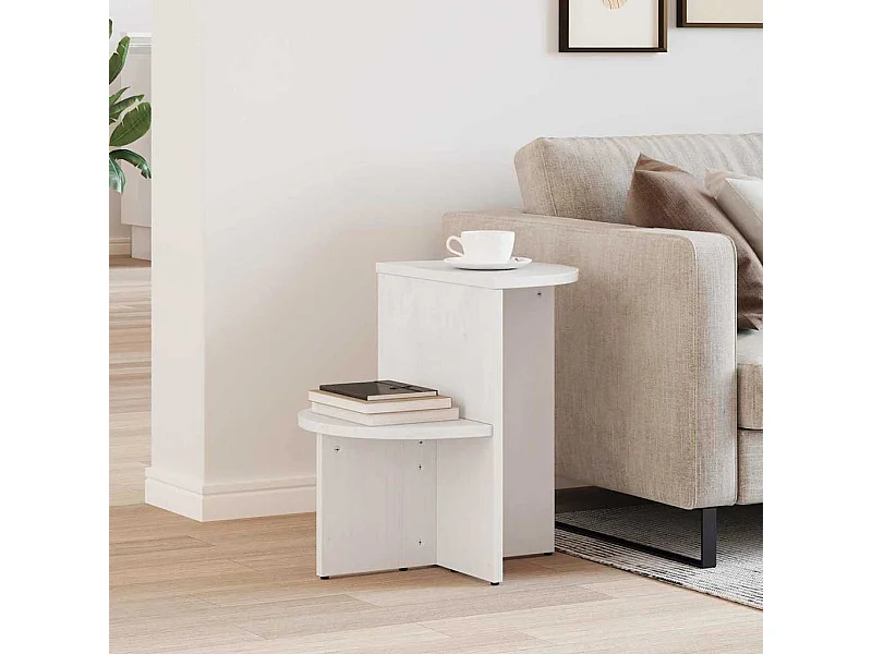 Mesa Lateral Branco 50 x 40 x 50 cm Madeira de pinho maciça