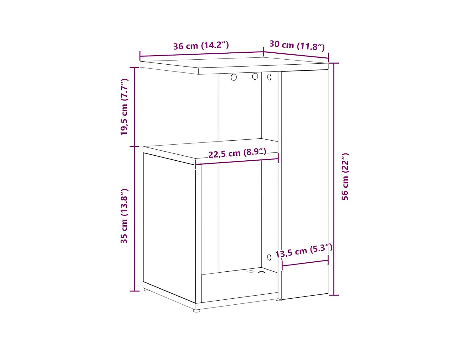 Table d'appoint Chêne noir 36 x 30 x 56 cm Bois d'ingénierie