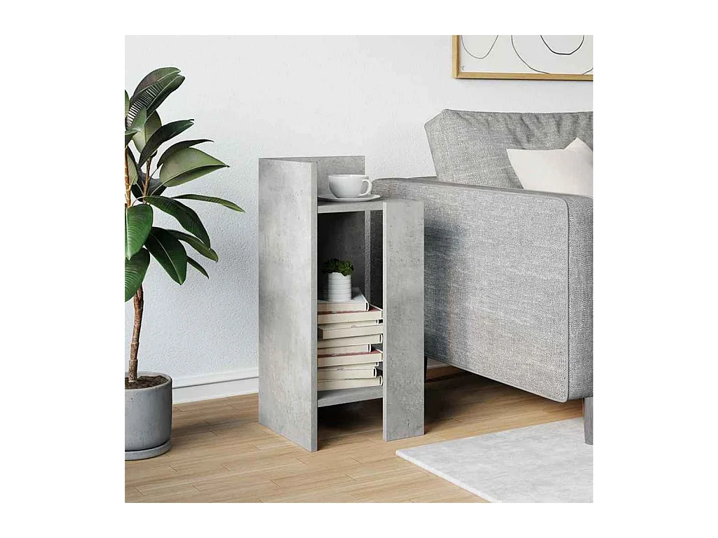 Table d'appoint avec étagère gris béton 25,5x27x60 cm