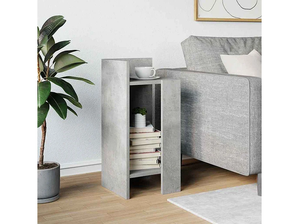 Bijzettafeltje met plank 25,5x27x60 cm betongrijs