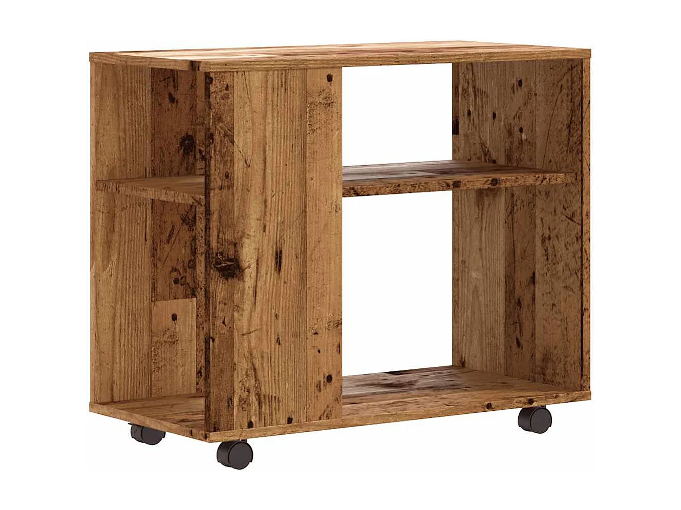 Mesa auxiliar de madera contrachapada envejecida 70x35x55 cm