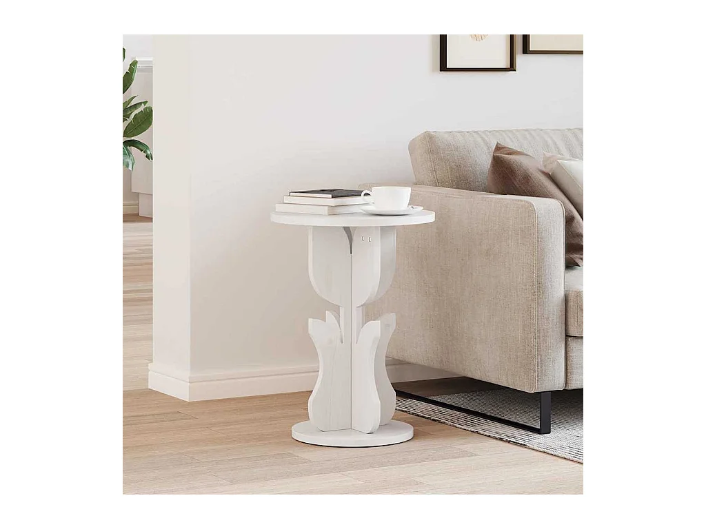Table d'appoint Blanc 39.5 x 39.5 x 53.5 cm Bois massif en pin