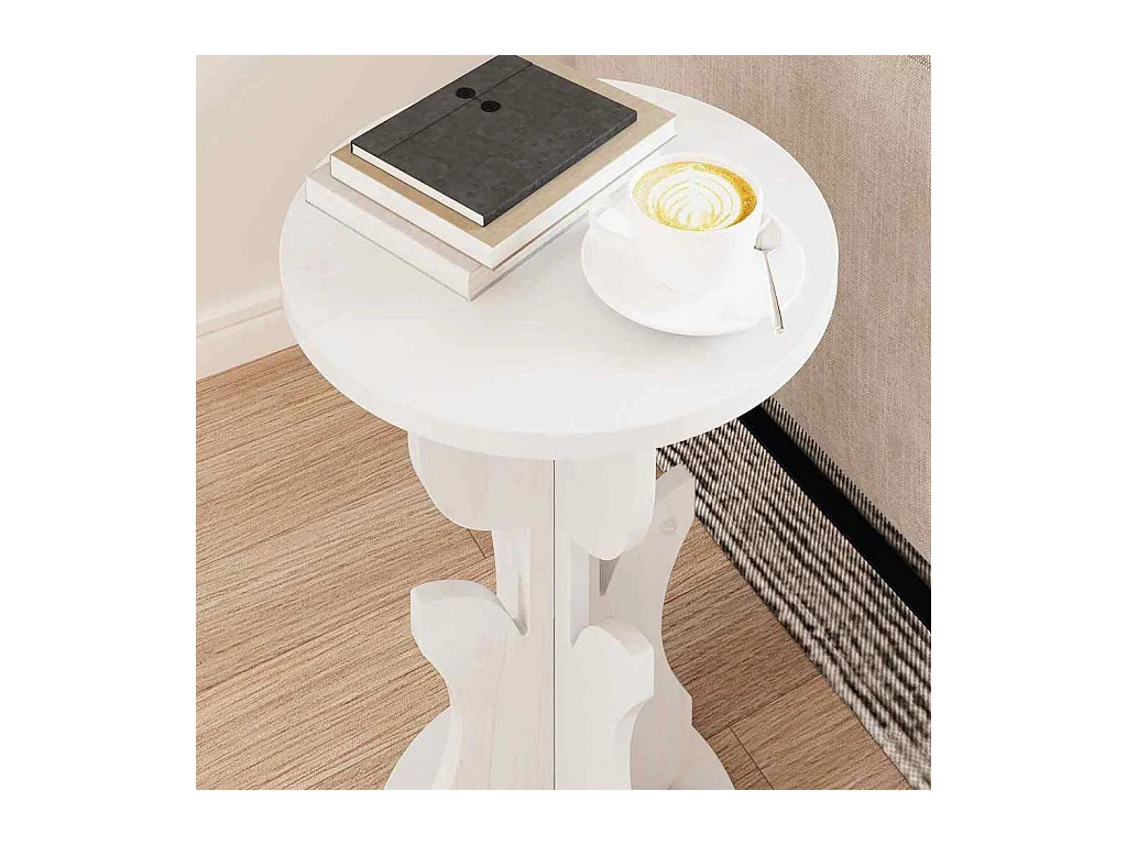 Table d'appoint Blanc 39.5 x 39.5 x 53.5 cm Bois massif en pin