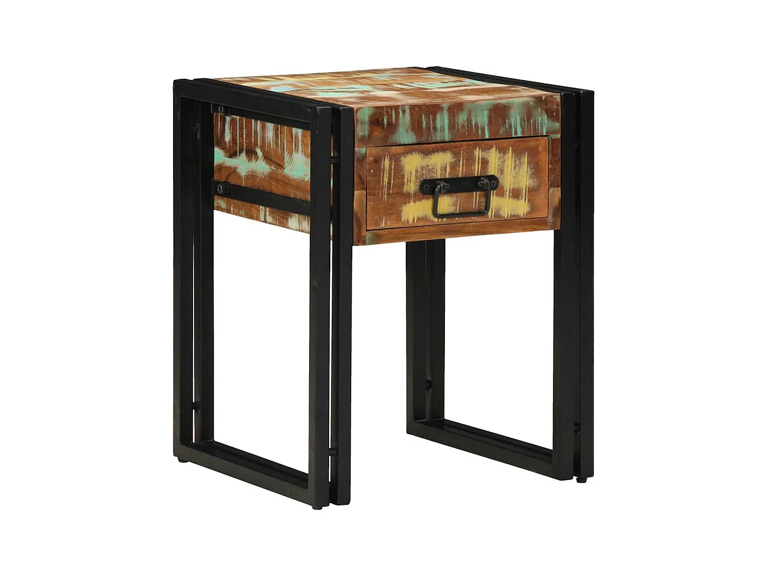 Table d'appoint 40 x 40 x 50 cm Bois recyclé massif et métal