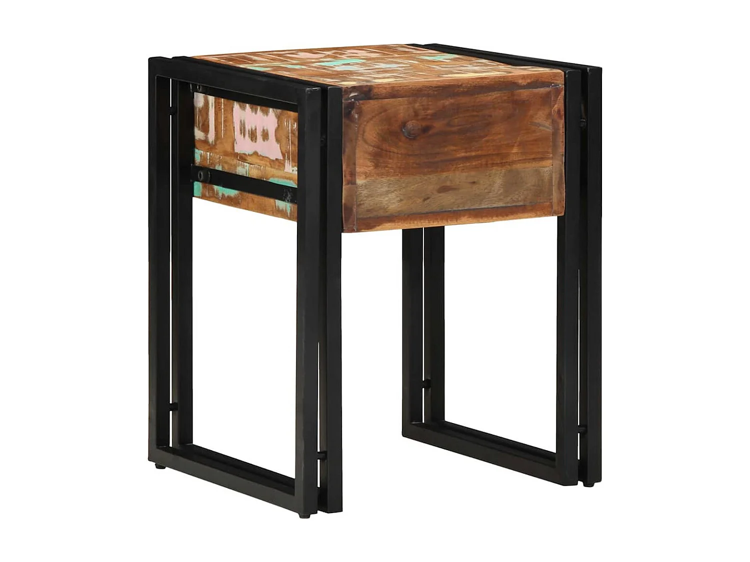 Table d'appoint 40 x 40 x 50 cm Bois recyclé massif et métal