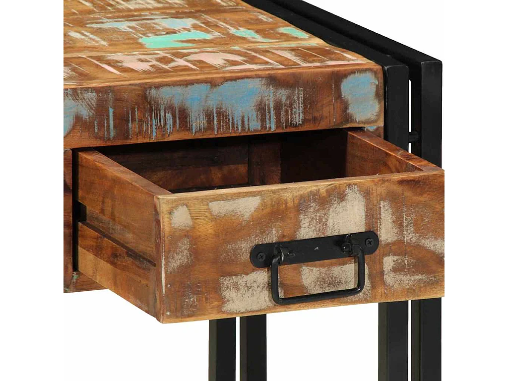 Table d'appoint 40 x 40 x 50 cm Bois recyclé massif et métal