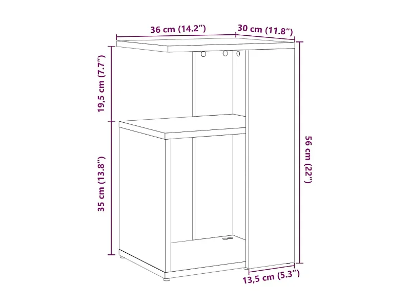 Table d'appoint vieux bois 36x30x56 cm bois d'ingénierie