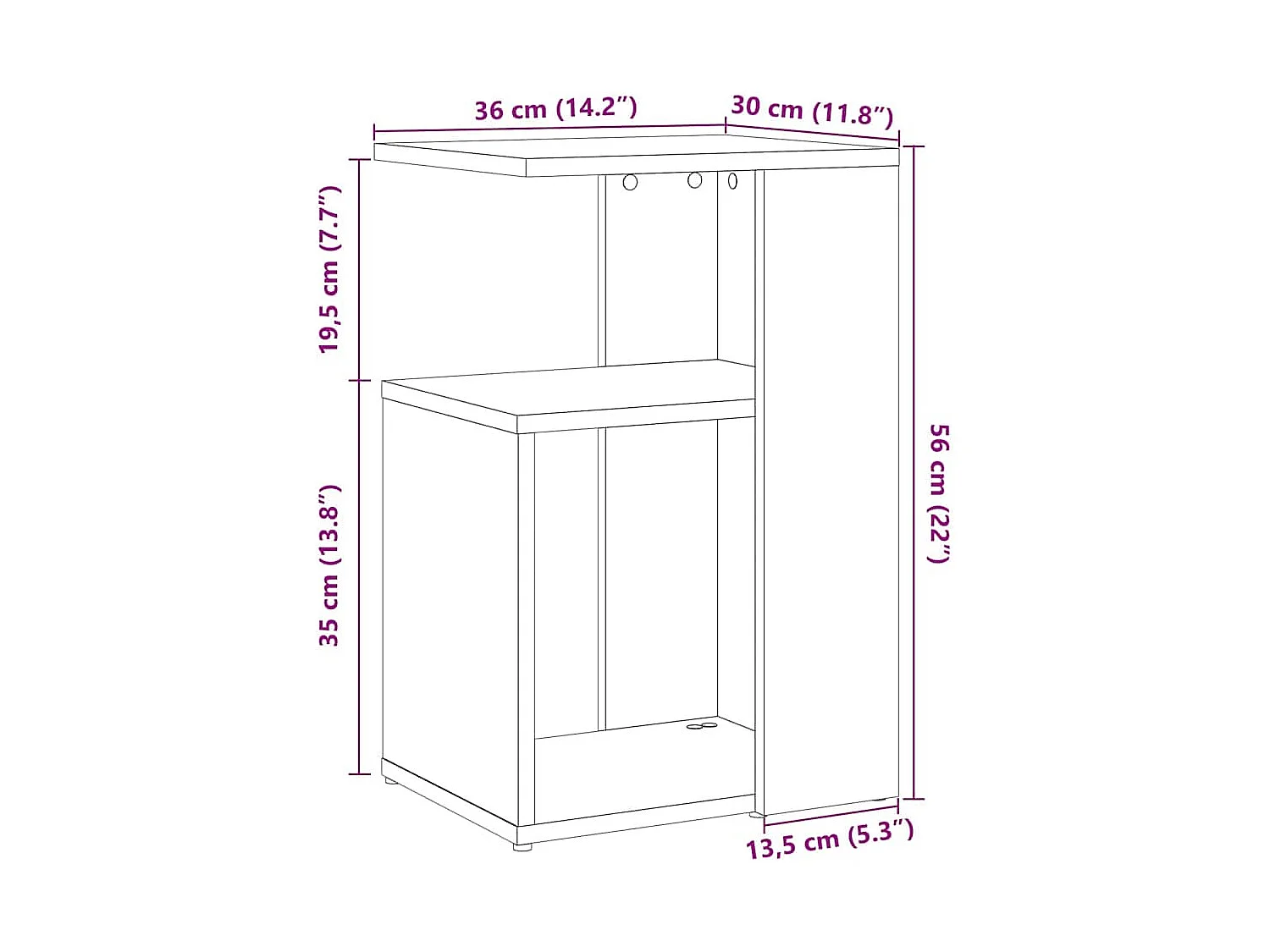 Table d'appoint vieux bois 36x30x56 cm bois d'ingénierie