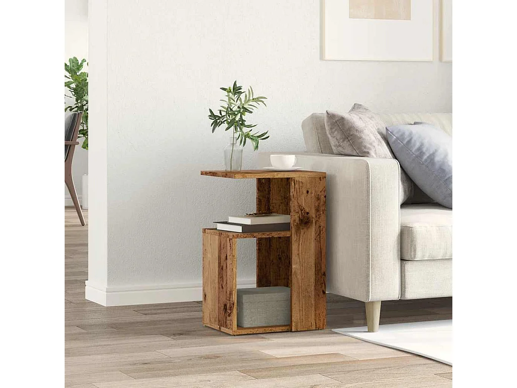 Table d'appoint vieux bois 36x30x56 cm bois d'ingénierie