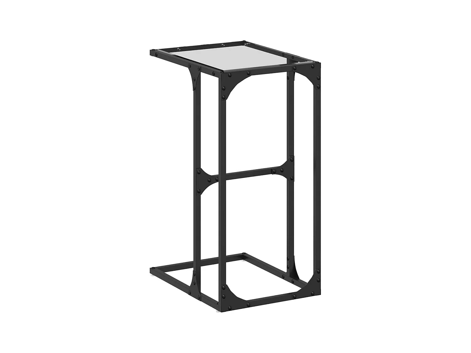 Mesa de apoio com vidro transparente 40x30x61,5 cm aço