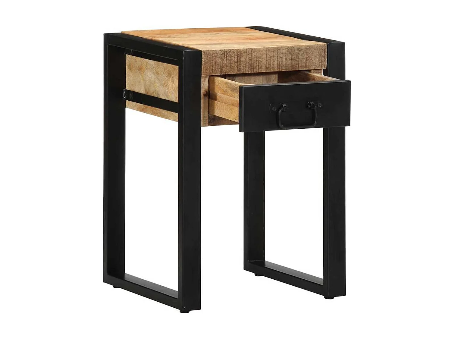 Mesa auxiliar madera maciza de mango rugosa 35x35x50 cm