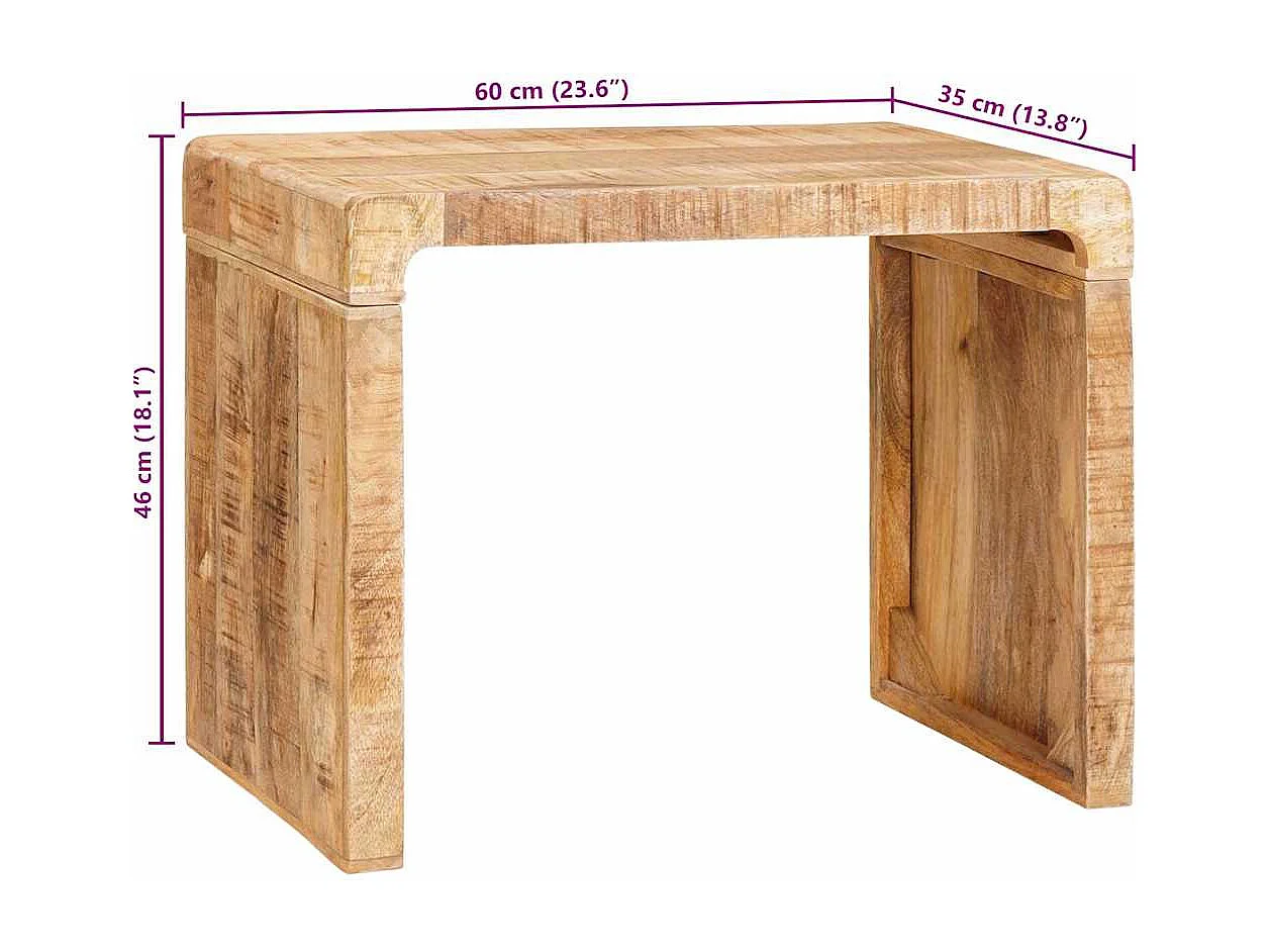 Mesa Auxiliar Marrón 60 x 35 x 45 cm madera maciza de mango