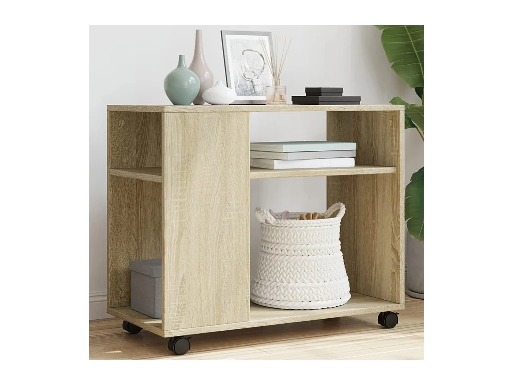 Table d'appoint avec roues Chêne sonoma bois d'ingénierie